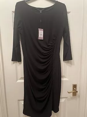 BNWT Coast Lissie Jersey Dress Black Size 14 Rrp £75 • £10.99