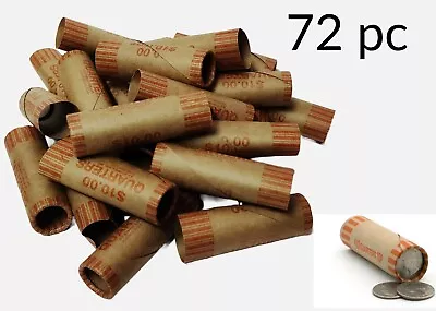 72 Rolls Prefomed Paper Coin Wrappers Tubes For Quarters  • $7.90