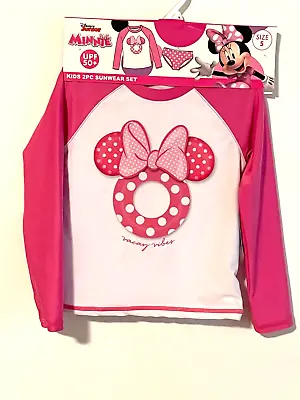 Disney 2-Piece Sunwear Swimwear Size 5 By Sun And Sky  Pink Minnie Mouse UPF50+ • $7.25