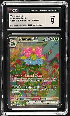 CGC 9 MINT Venusaur EX 198/165 Scarlet & Violet 151 Pokemon 2023 Card Psa #198 • $26