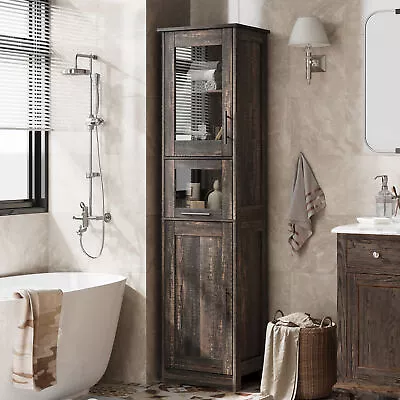 Floor Bathroom Cabinet Tall Kitchen Pantry Cabinet With Door & Adjustable Shelf • $97.78