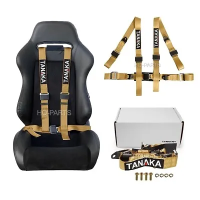 1x Tanaka Universal Dark Gold 4 Point Ez Release Buckle Racing Seat Belt Harness • $42.99