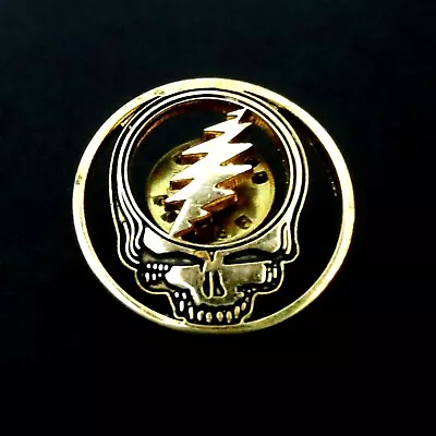 Grateful Dead Pin Vintage Steal Your Face Gold Black Pinback GDM Early 1990's • $399.99