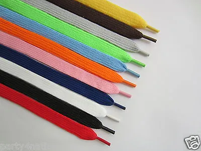 Flat Coloured Shoe Boot Trainer Skate Laces Choice Of Colours New Shoelaces • £1.68