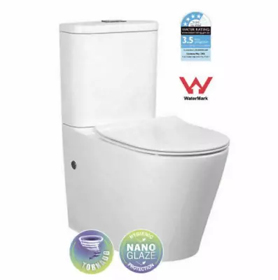 RIMLESS Toilet Suite BACK TO WALL FACED CLOSE COUPLED SOFT CLOSE Seat Matte Pink • $399