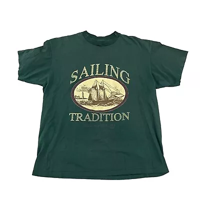 Vintage 90s Sailing Tradition Travel T-Shirt Men’s XL Single Stitch Boat USA • $11.99