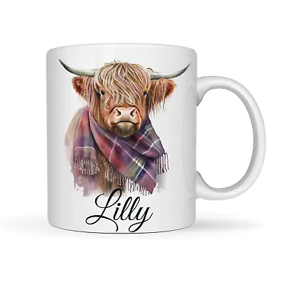 Personalised Highland Cow Mug - Beautiful Cow - Ceramic 11oz Mug • £5.99