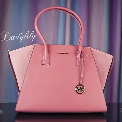 NWT Michael Kors AVRIL  XL Leather Tote Shoulder Bag Handbag Purse Rose $558 • $176