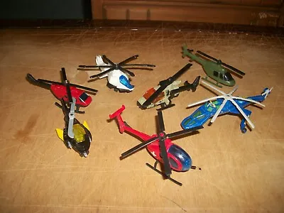 Vintage Mixed Lot Of 7 Diecast HELICOPTERS Military Sky Crane Transport • $14.50