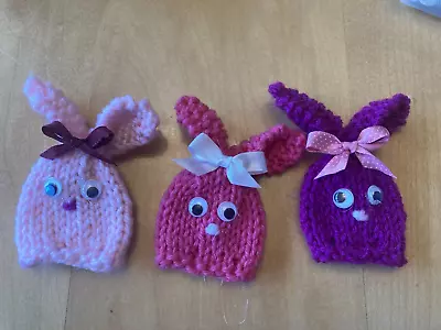 3 X Easter Creme Egg Cosy /cover - Rabbits - Hand Knitted - PINKS • £3.99