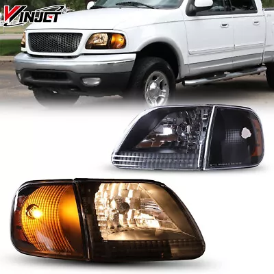 Black Housing Headlights Clear Corner Lamps For Ford 97-03 F150 97-02 Expedition • $89.99