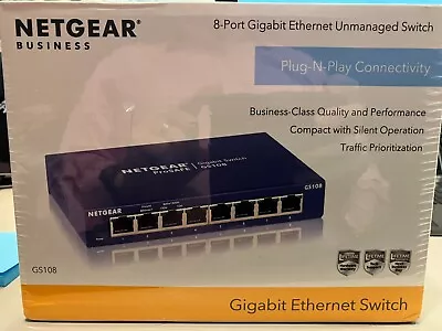 NETGEAR BUSINESS GS108UK 8-port Gigabit Ethernet Unmanaged Switch 8 Port GS108UK • £20