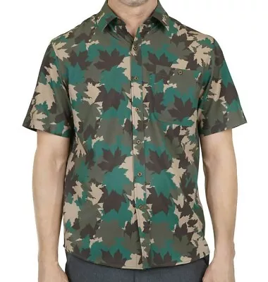 Men's Button Up Maple Leaf Camo Adventure Shirt Mountain Isles Mens Medium-Large • $10