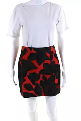 Milly Womens Floral Print Side Zipped A-Line Short Skirt Orange Size S • $41.49