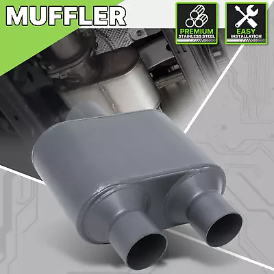 3  Center Inlet/Dual 2.5  Outlet Grey Stainless Steel Chambered Exhaust Muffler • $45.99