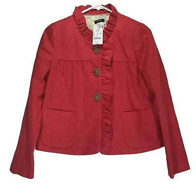 J Crew Fiona Women's Pinkish Red Wool Herringbone Sport Coat Blazer Jacket Sz 0 • $44.95