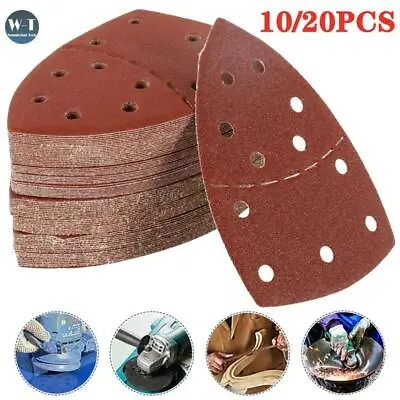 10X/20X Sanding Sheets Hook Loop Disc Abrasive Detail Palm Sander 40-800 Grit • £5.55