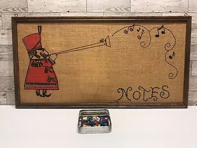 Vintage Retro Note Framed Burlap Board W/Pins • $22.99