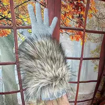 Michael Kors Faux Fur Long Tech Gloves - Gray - OS • $45