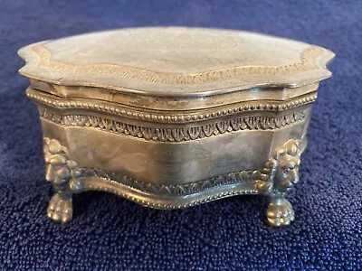Vintage Engraved Silver Plated Jewelry Box/Lion Claw Footed • $6.55