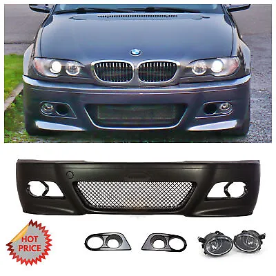 Bmw E46 M3 Style Front Bumper W/ Clear Fog Lights Covers 2000-2006 Coupes • $385