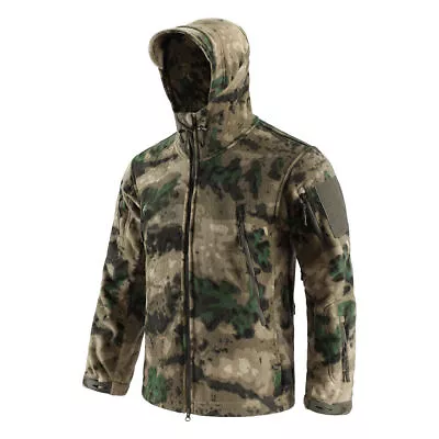 Airsoft Men Army Military Fleece Jacket Tactical Outdoor Casual Winter Hood Camo • $30.66