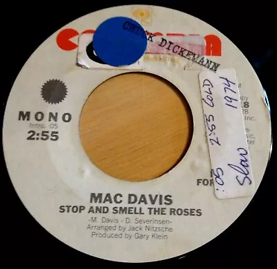 Mac Davis 45 Stop And Smell The Roses (mono/stereo) PROMO • $2.50