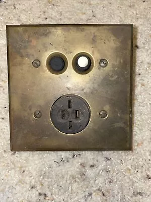 Vintage Antique Push Button Double Light Outlet Switch Brass Plate Cover • $19.99