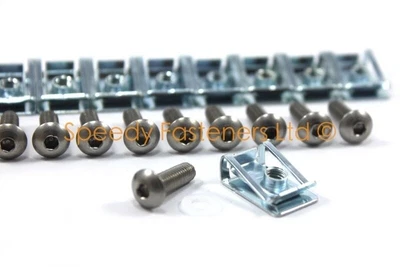 £6.99 • Buy 10 X Motorcycle Fairing Bodywork M5 5mm Spire Speed Clips Stainless Steel Bolts