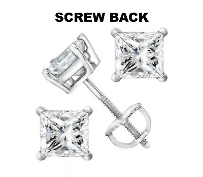2CT Brilliant Lab Created Diamond Earrings 14K White Gold  Scew Back • $9.99