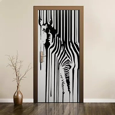 £43.95 • Buy Removable Door Sticker Mural Decal Wrap Abstract Animal Zebra Picture