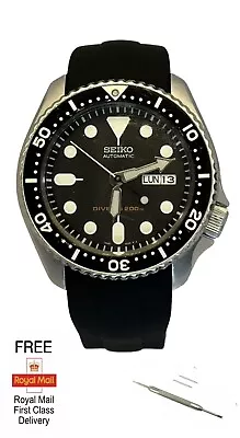 £12.99 • Buy Seiko SKX007  Black Rubber Watch Strap 22mm Curved Ends Top Quality.