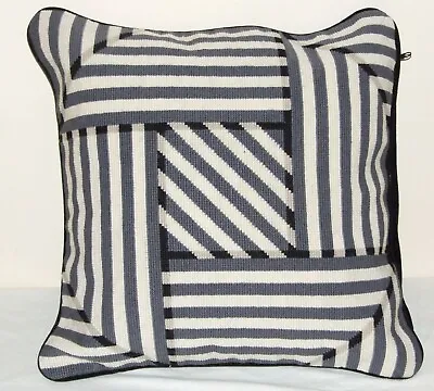 Geometric Cushion Cover GERY Needlepoint Handmade  • £21.99