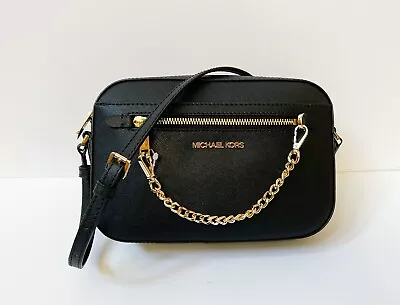 Michael Kors Jet Set Item East West Chain Crossbody Bag Black/gold • $89.80