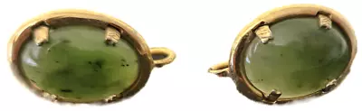 Vintage Jade Color Earrings 12k Gold Filled   Screw Back • $19.99