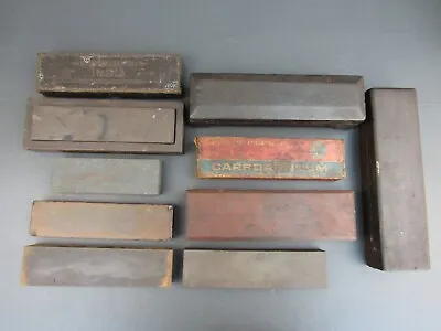 Job Lot Of 10 Old Oil Sharpening Stones - Vintage Woodworking Tools • $77.43