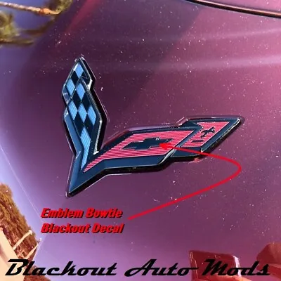 Gloss Black Front Rear Emblem Bowtie Overlay Blackout  For 2014-2019 Corvette • $7.95