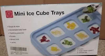 Mini Ice Cube Trays - 2 Trays (blue Green) 2 Silicone Lids • $7.99