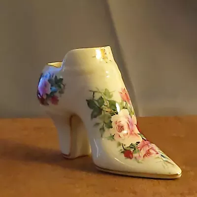 Nice Formalities Decorative Pink Roses Design Flower Holder Shoe By Baum Bros • $10