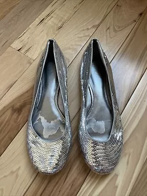 $20 • Buy Coach Silver Sequin Flats 9.5 Women’s