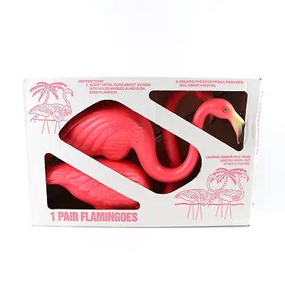 Don Featherstone VTG 1996 Pink Flamingoes Set Of 2 Blow Mold Lawn Ornaments • $44.84