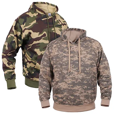 Camouflage Fleece-Lined Pullover Hooded Sweatshirt - ACU Or Woodland Camo Hoodie • $35.99