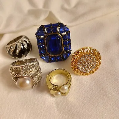 Beautiful Ring Lot ALL SIZE 5 To 5 1/2 Vintage Cocktail Costume Large Faux Pearl • $25