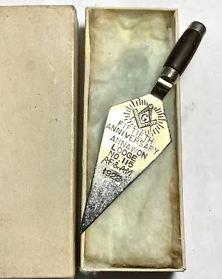 Free Mason Trowel 50th Anniversary Annawon Lodge No. 115 AF&AM - 1923 - 4 1/8  • $15