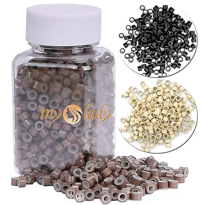 500/1000PCS Silicone Lined Micro Ring Mini Beads For I Tip Human Hair Extensions • $5.52