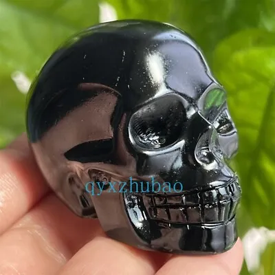 2  Natural Obsidian Gem Skull Quartz Carved Crystal Skull Reiki Healing 1pc • $12.97