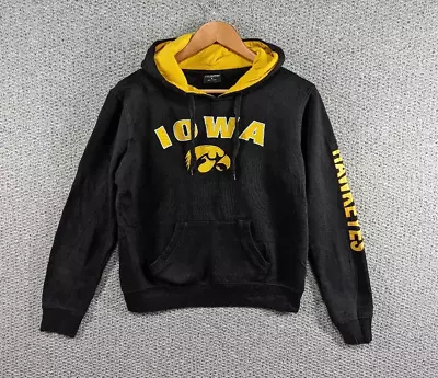 COLOSSEUM Women's Black Iowa Hawkeyes University Varsity Hoodie Sweatshirt - S • £22.50