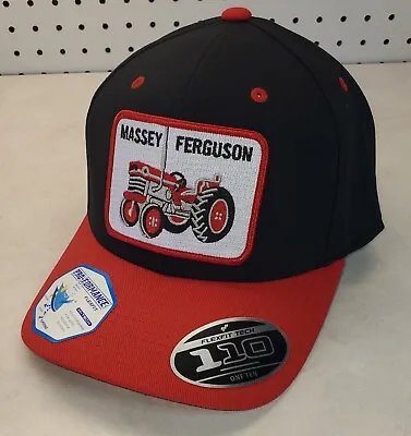 Massey Ferguson Tractor Patch On  Yupoong 110 Moisture Wicking Hat Adj Black/Red • $21.72