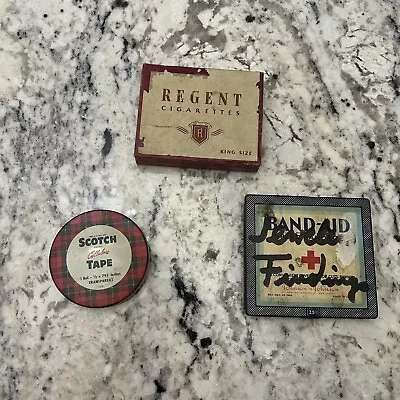 Vintage Band-Aid Speed Bandage Tin Scotch Tape Regent Advertising Prop Lot • $15.95