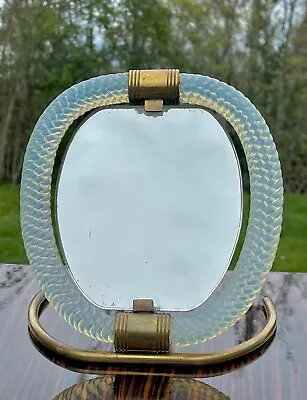 Venini Murano Art Deco Twisted Glass & Brass Vanity Mirror • $890